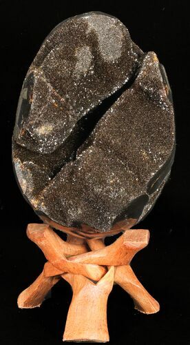 Septarian Dragon Egg Geode - Black Crystals #57459